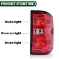 thumbnail image 3 of CROSSDESIGN Rear Tail Light Brake Light Lamp W/Wiring Harness Red Lens Fit for 2014-2019  Silverado, 3 of 5