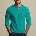 thumbnail image 5 of Resicozy 3/4 Sleeve Shirt Men Button Henley Fashion Baseball T-Shirts 2025 Fall Casual Sport Solid Color Athletic Tee Top Turquoise S, 5 of 8