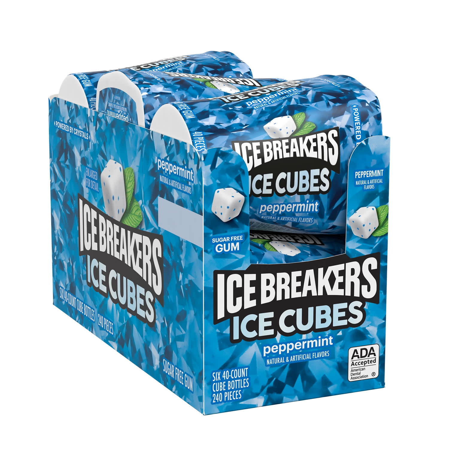 Ice Breakers Ice Cubes Peppermint Sugar Free Chewing Gum, Bottles 3.24 oz, 6 Count, 40 Pieces