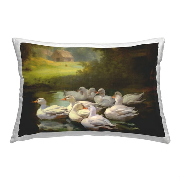 Stupell Industries Ducks in Rural Landscape Decorative Printed Throw Pillow, 14 x 20