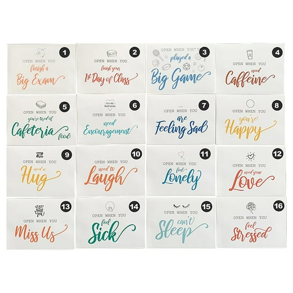 Tyeign Open When Envelopes College Gift 16Pcs Colorful Letter Kit for scholars Going Away, Diy Message Cards for Birthday Graduation Anniversary, 16 Envelopes