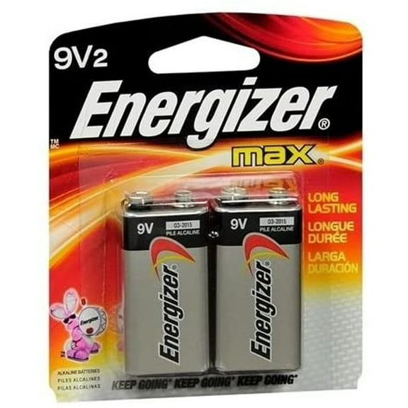 Energizer MAX Alkaline Batteries 9 Volt 2 EA - Buy Packs and SAVE (Pack of 5)