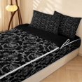 thumbnail image 2 of Erosebridal Traditional Damask Zipper Full Size Comforter Sets with Fitted Sheet and 2 Pillowcases, Gothic Floral Zipper Bedding Set, Black Silver, Black Reversible, 2 of 7