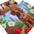 thumbnail image 2 of Independence Day Washable Area Rug 6 x 9 ft American Flag Cute Dachshund Dog Puppy Flowers, Soft Non Slip Rugs Stain Repellent Indoor Felt Carpet for Living Dining Room Bedroom Home Office, 2 of 9