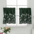 thumbnail image 2 of Cortina de ventana con bordado de flores, cenefa de cortina de voile de encaje bordado para ventana Verde_74x61cm, 2 of 8