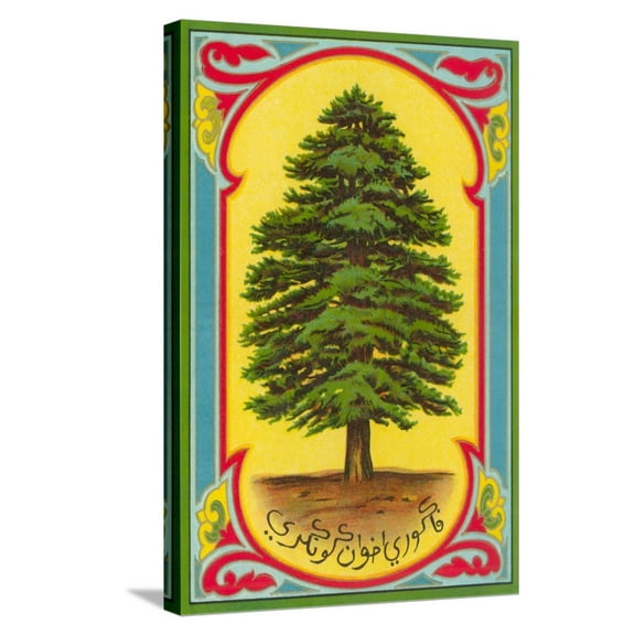 Art.com Cedar of Lebanon, Arabic Script Stretched Canvas Print Wall Art, 16" x 24"