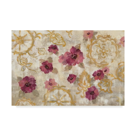 Trademark Fine Art 'Elegant Fresco Gold Floral' Canvas Art by Silvia Vassileva