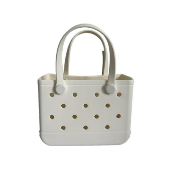 Bolsa de viaje JIREST de goma pequeña para playa, impermeable, blanca