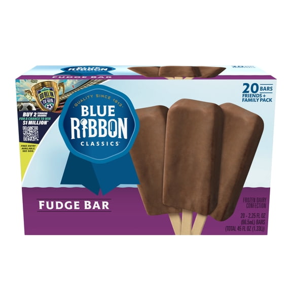 Blue Ribbon Classics Chocolate Flavored Fudge Frozen Dessert Treat Bar, 45 fl oz, 20 Pack