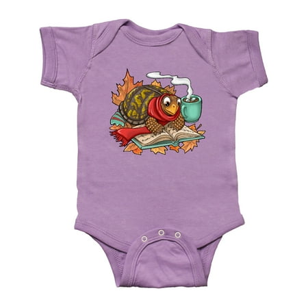 

Inktastic Autumn Turtle in Leaves with Scarf Book and Cocoa Gift Baby Boy or Baby Girl Bodysuit