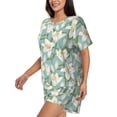 thumbnail image 2 of Bixox Women's Lilies Flowers Printed Pajama Set 2 Piece Lounge Set Top and Shorts Soft Pajamas, Shorts with Pockets, 2 of 7