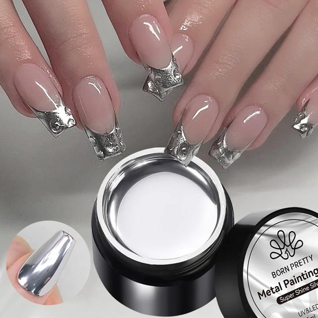 BORN PRETTY-Gel con efecto de Metal plateado, línea de dibujo de flores, colores transparentes, 5g, esmalte de Gel de pintura, Gel UV para decoración de uñas Varni