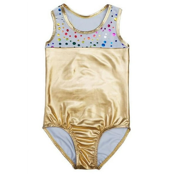 Wenchoice Gold Rainbow Polka Dot T-Back Leotard Girl'S L(5Y-6Y)