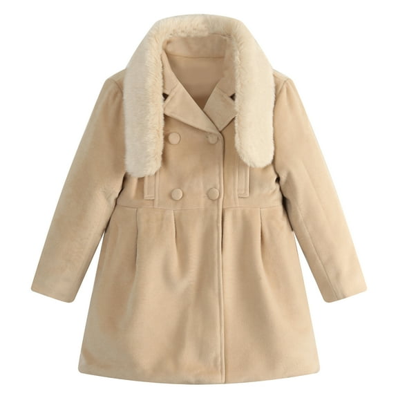 Richie House Girls Cream Removable Faux Fur Collar Jacket 8