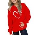 thumbnail image 2 of Lenpel Boys Girls' Hoodies Unisex Children Casual Long Sleeve Heart Printed Hooded Sweatshirts Pullover Sweatshirt Tops(Red,3-4 Years), 2 of 5