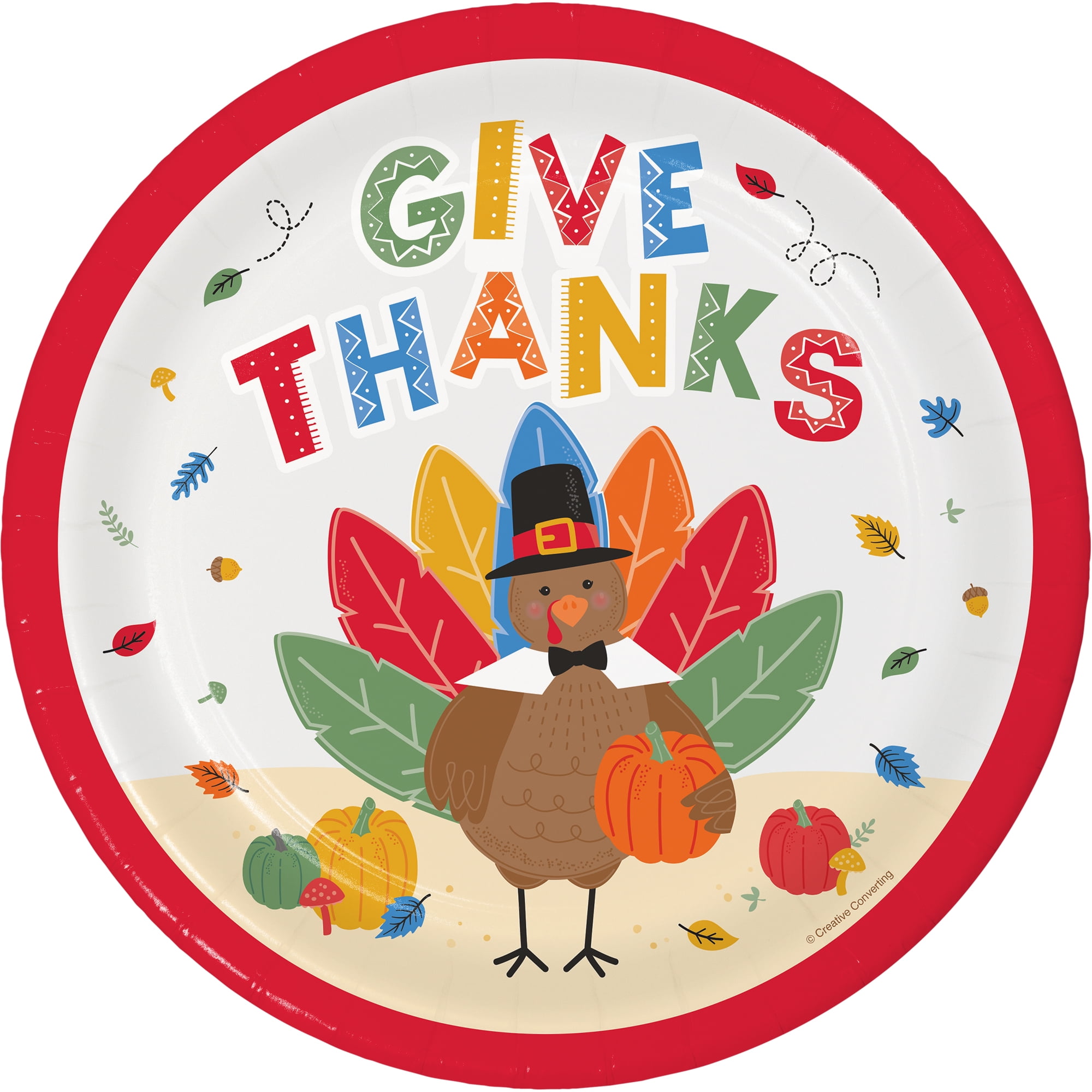 Way to Celebrate Kids Thanksgiving Paper Plates, 12 ct