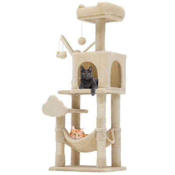 Dextrus 44in Cat Tree, Cat Tower for Indoor Cats with Scratching Posts & Comfortable Hammock, Pet Play Center ,Beige