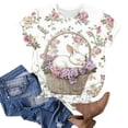 thumbnail image 4 of Levmjia Womens T Shirt Casual Short Sleeve Easter Printed Round Neck Loose Fit Printed Top Summer Polyester Comfortable Fashion Tee, 4 of 5
