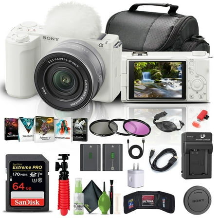 Sony Alpha ZV-E10 II Mirrorless Camera with 16-50mm Lens, White   Accessory Kit (International Model)