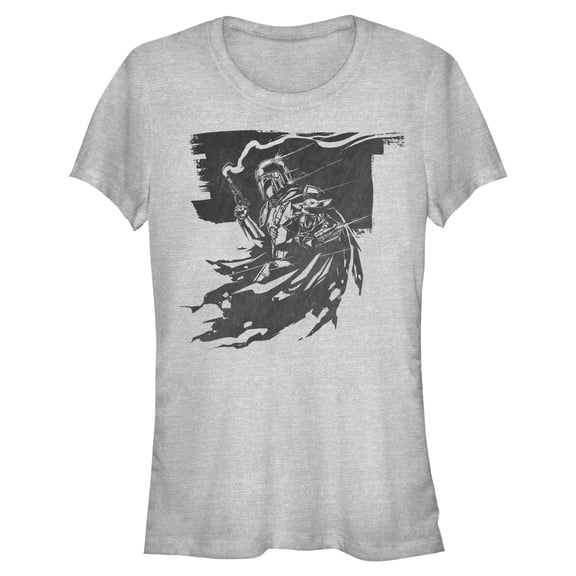 Juniors Star Wars: The Mandalorian and Grogu Din Djarin and The Child Powerful Scene T Shirt