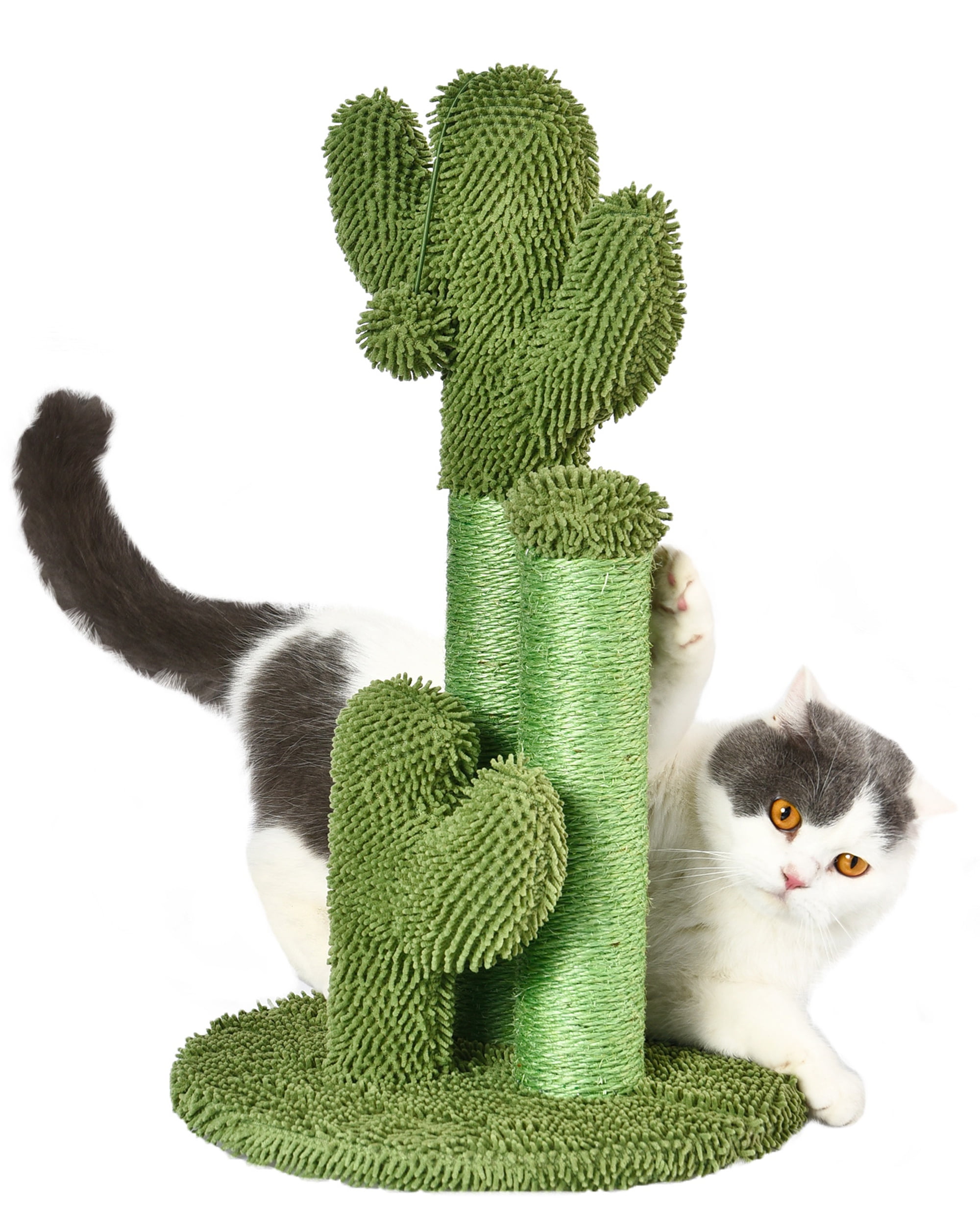 Vibrant Life Cactus Cat Scratching Post with Toy Ball, Green
