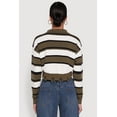 thumbnail image 5 of Womens Striped Polo Collar Frayed Hem Crop Sweater, 5 of 5