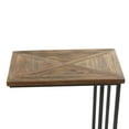 thumbnail image 4 of DecMode 19" x 26" Black Metal C-Shaped Accent Table with Brown Wood Top, 1-Piece, 4 of 12