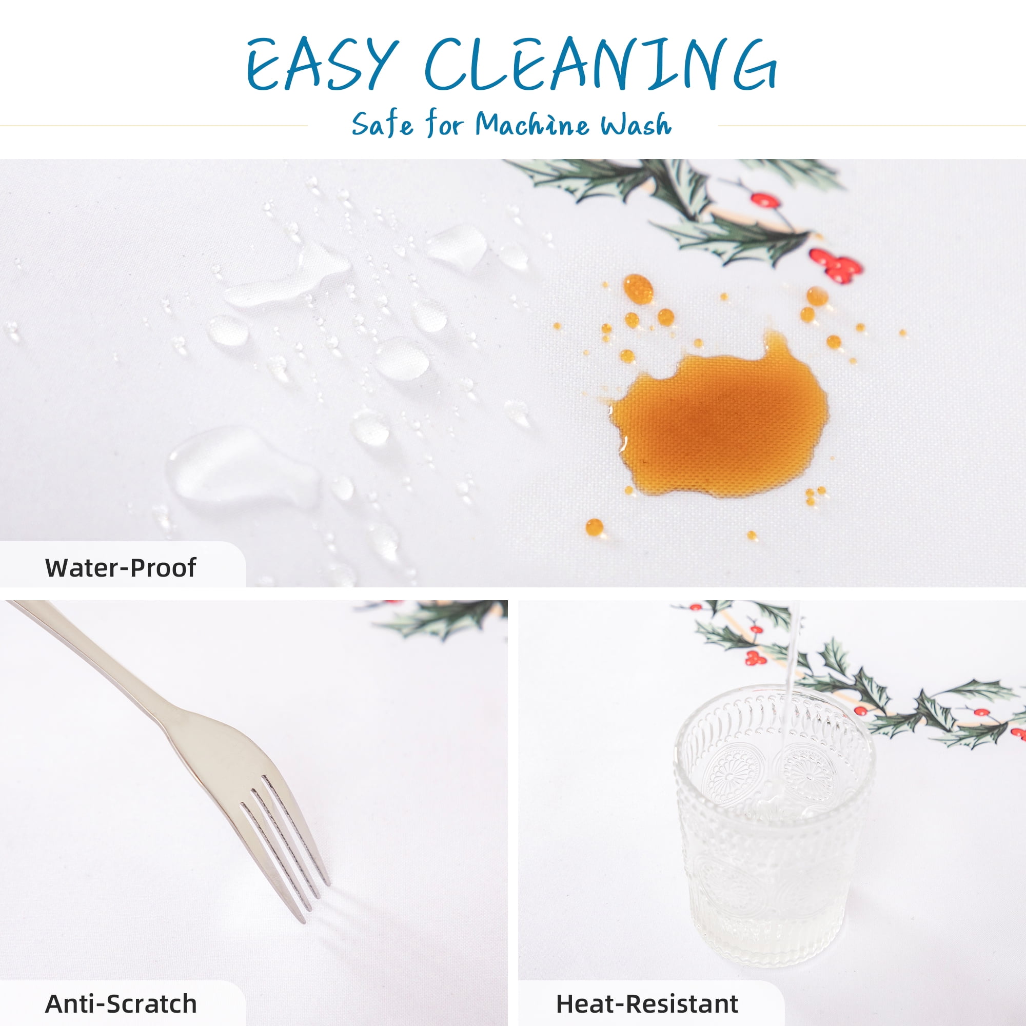RAY STAR Christmas Table Cloth for Rectangle Table 52x70 Polyester Machine Washable Table Cloths, Thick Can not See Through Heavy Duty Tablecloth