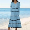 thumbnail image 2 of cfhntfmh Midi Dresses for Women Lounge Long Sleeve V Neck Casual Fall Dress Loose Flowy Printed Beach Dress, 2 of 5