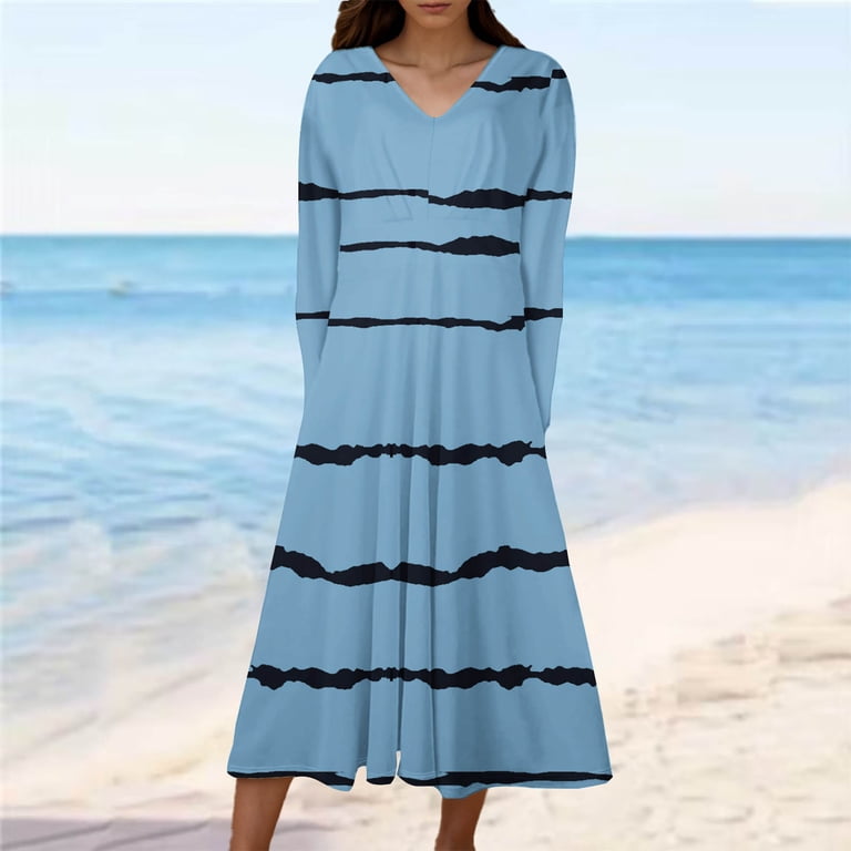ChaoHeng Clearance Long Sleeve Dresses under 15 Dresses for Women Women's  Short Sleeved V-neck Fashion Print High Waist Mid-Calf V-neck Dress -  Walmart.com