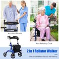 thumbnail image 5 of Spaco Folding Aluminum Rollator Walker with 8 inch Wheels and Seat-Blue, Walkers for Seniors with Seat, 5 of 8