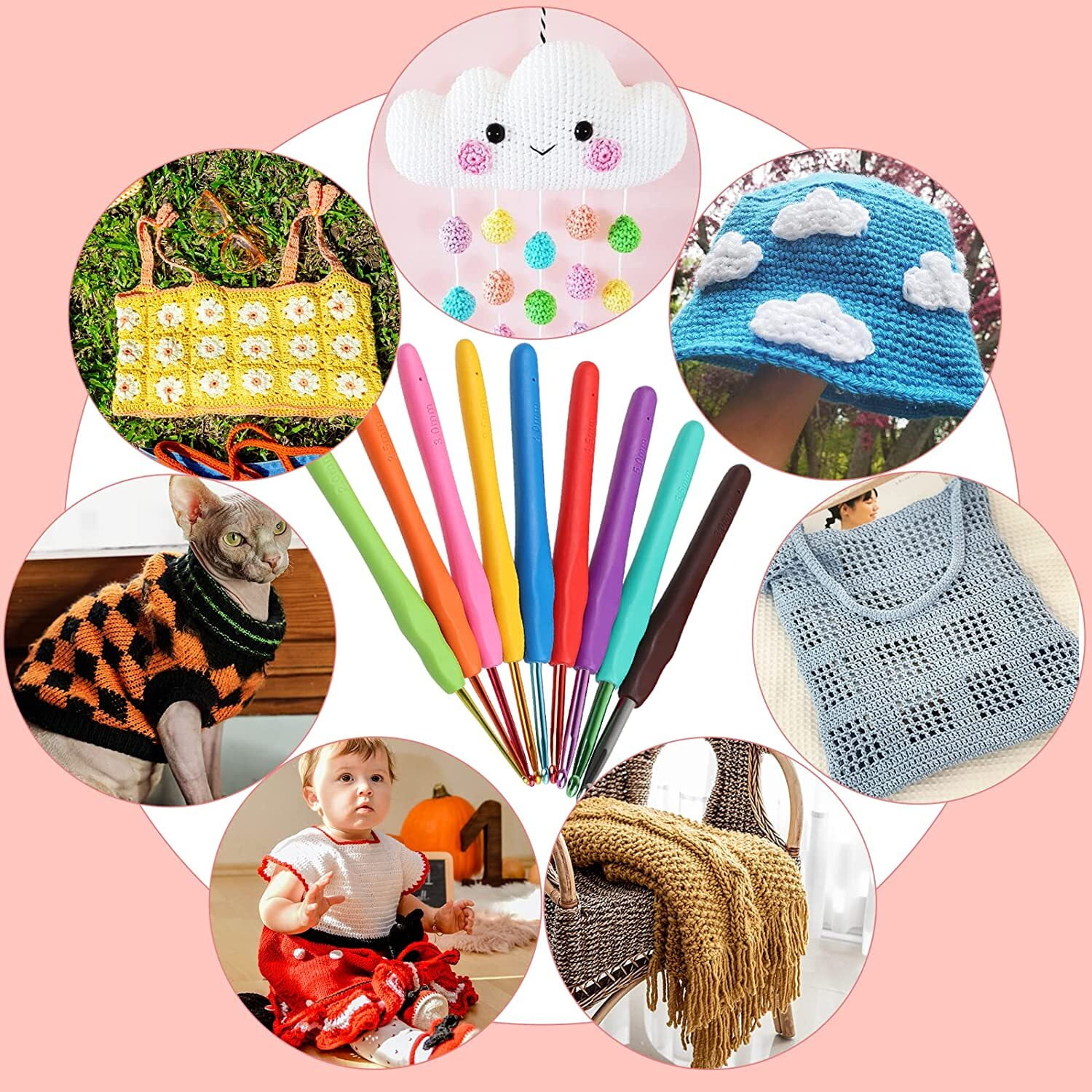 59 Pcs Crochet Set,DIY Hand Knitting Craft Art Tools for Beginners