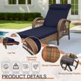thumbnail image 4 of OUINCH Outdoor Wicker Lounge Chair with Cushion, 6-Position Adjustable Patio Chaise Lounge, All Weather Lay Flat Pool Sunbathing Recliner Chair, Armrest and Head Pillow, Fade-Resistant, Navy Blue, 4 of 8