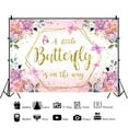 thumbnail image 3 of Pink Baby Shower Vinyl Backdrop,Baby Girls Photography Background,7x5ft Butterfly Floral Photo Studio Backdrops for Party Deco, 3 of 3