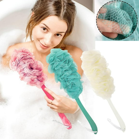 Sunjoy Tech Back Scrubber for Shower，Loofah Sponge Shower Brush Using Body Exfoliating with Long Handle, Loofah on a Stick for Men Women
