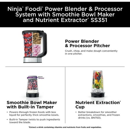 Ninja - Foodi Power Blender & Processor System, Smoothie Bowl Maker & Nutrient Extractor*, 1400WP smartTORQUE 6 Auto-iQ - Silver