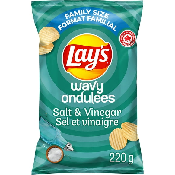 Lay's Wavy Salt & Vinegar Flavoured Potato Chips, 220 g., 220 g.