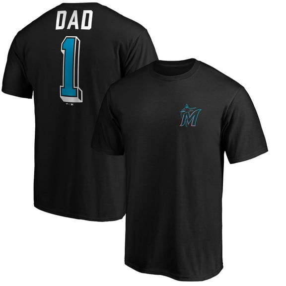 Men's Black Miami Marlins Number One Dad T-Shirt