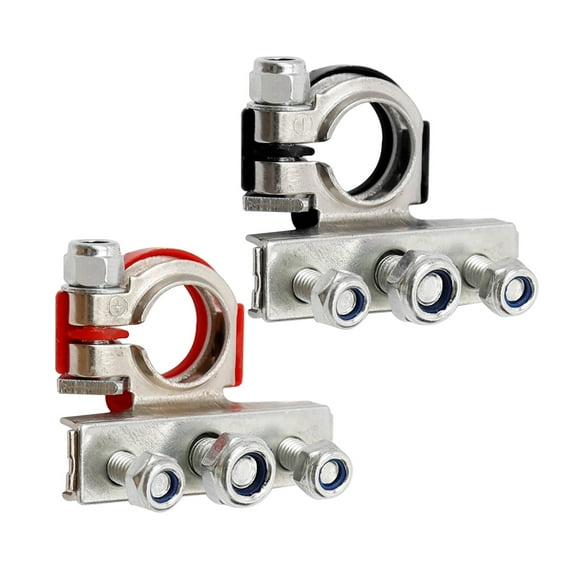 Anxingo 2 Pack Top Post Battery Terminal Connectors, 3 Way Quick-disconnect Automotive Battery Wire Terminals Clamp Connectors for Car,Boat, Van