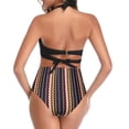thumbnail image 5 of Women Two Piece Vintage Swimsuit Retro Halter Ruched High Waist Bikini with Bottom, 5 of 11