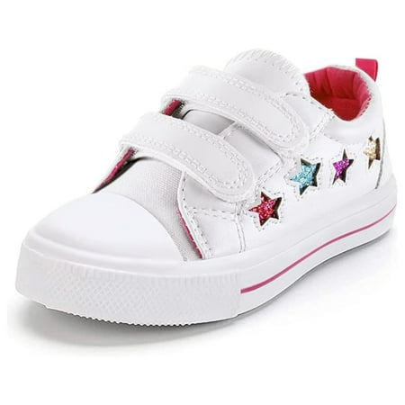 

Bocca Kid s Walking Sneakers White Stars Girls Canvas Shoes Size 11