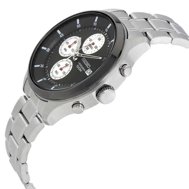 Seiko Men's 43mm Steel Bracelet & Case Hardlex Crystal