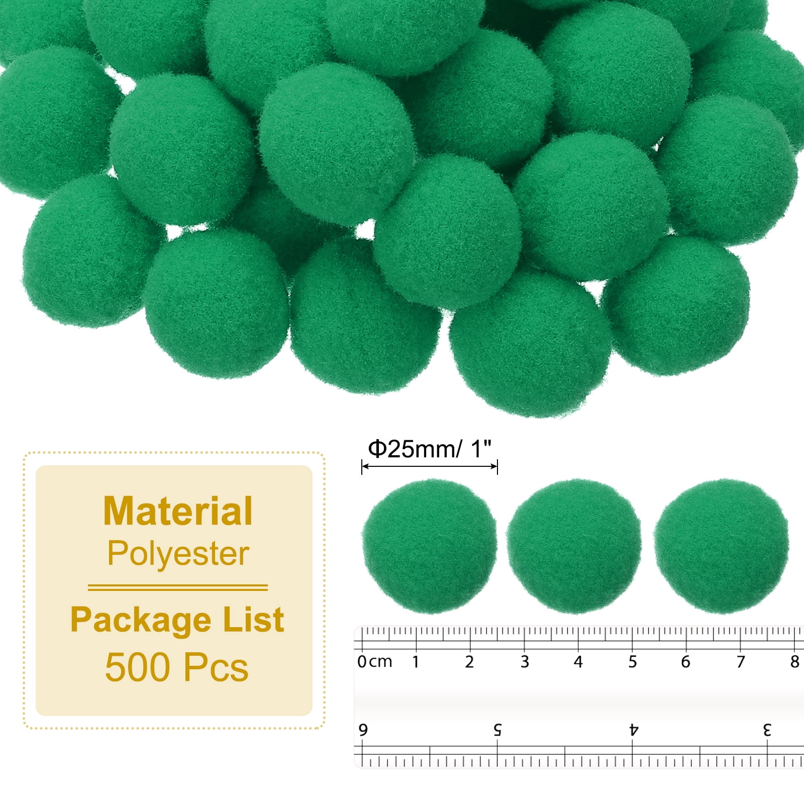 1inch Pom Poms for Crafts, 500pcs Pompoms for Crafts Puff Balls Bulk Fuzzy Balls for Hats Christmas Art DIY, Dark Green