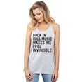 thumbnail image 2 of Rock 'N Roll Music Makes Me Feel Invincible Women's Fashion Sleeveless Flowy Racerback Workout Yoga Tank Top Sport Grey X-Lar, 2 of 3