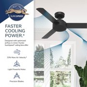 Hunter - Presto Indoor Ceiling Fan, Wall Control, 44-inch, Matte Black, Casual-style, 3-speed WhisperWind Motor, 51847, for Living Rooms, Bedrooms