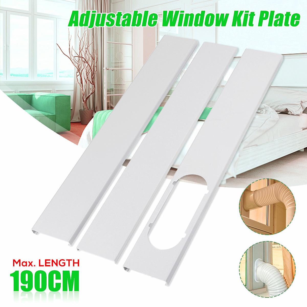 3Pcs 75" Length Adjustable Window Kit Plate Accessories for Portable