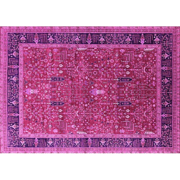 Ahgly Company Indoor Rectangle Oriental Pink Industrial Area Rugs, 4' x 6'