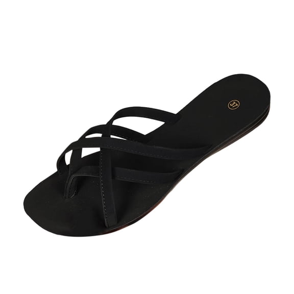 Narveanno Flat Strappy Sandals for Women Dressy Summer Comfortable Casual Walking Sandals for Beach, Vacation & Daily Wear Black 9
