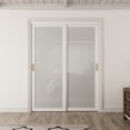 thumbnail image 2 of 60" x 80" Tempered Frosted Glass Sliding Closet Door - Space-Saving White MDF Pantry Door With Hardware, Modern Frosted Glass Design, 2 of 6