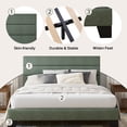 thumbnail image 6 of Einfach Full Bed Frame, Platform Bed Frame with Panel Upholstered Chenile Fabric Headboard, Green, 6 of 7